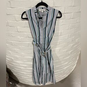 NWOT Diane Von Furstenberg Gray and Blue Striped Dress